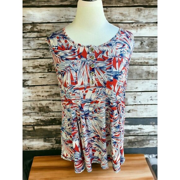 Links ladies sleeveless red round neck button accented blouse lightweight small - Picture 7 of 7